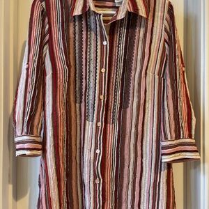 Emma James Striped Blouse in Reds